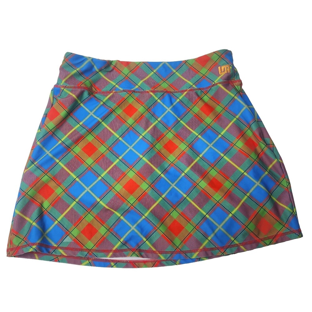 LoudMouth Golf Women's Medium Multicolor Plaid Argyle Print Skort Skirt Stretch